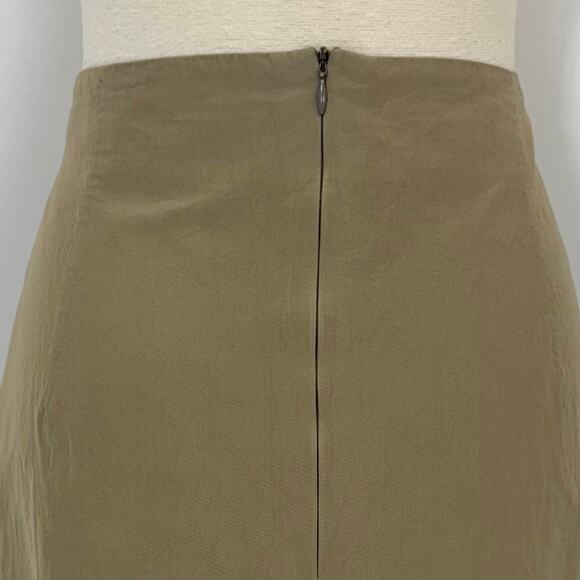 Escada Silk Pencil Skirt Asymmetrical Wrap Hem in Beige/Taupe Size 42 (US12) - Picture 7 of 11